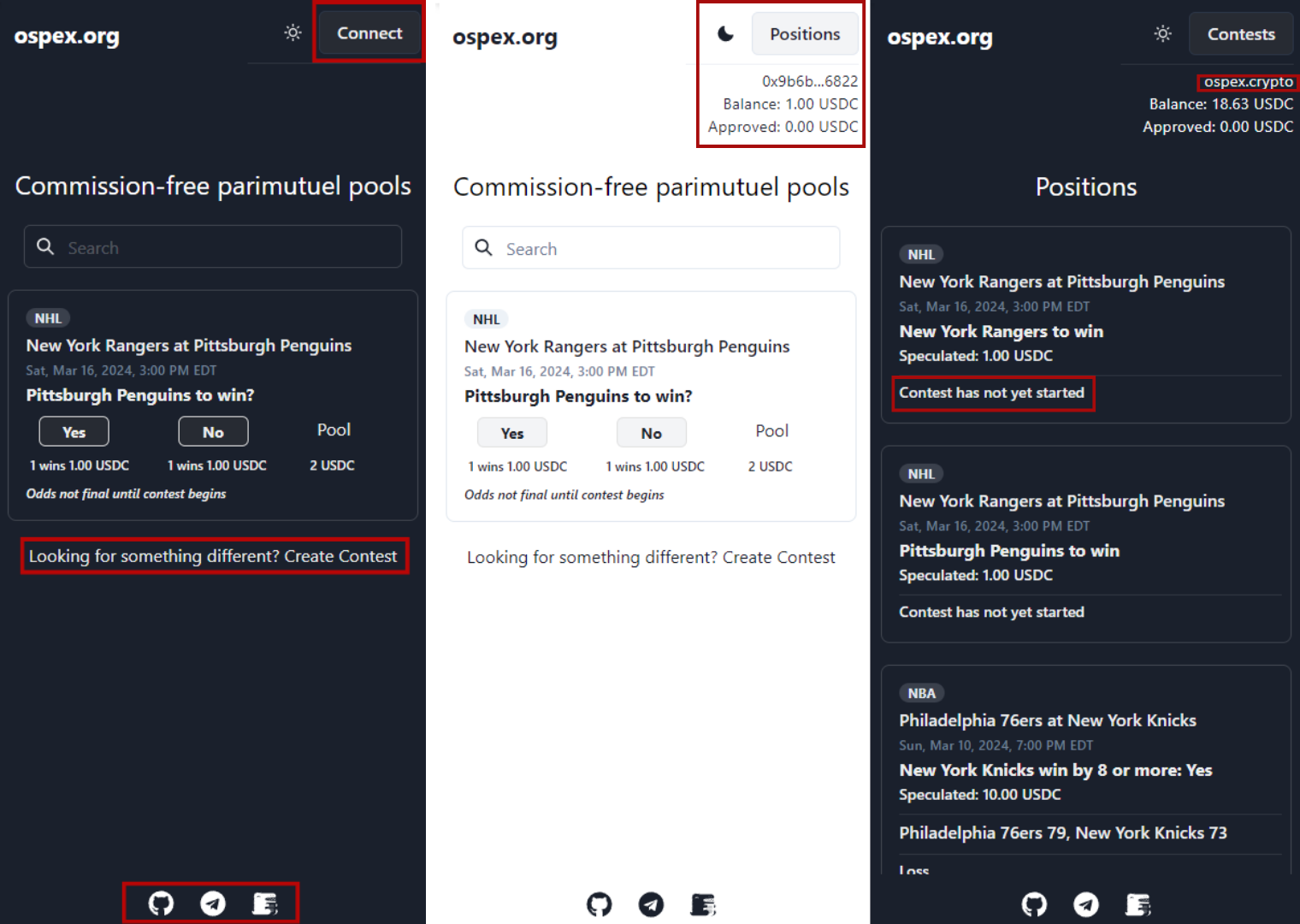 Ospex Site Navigation